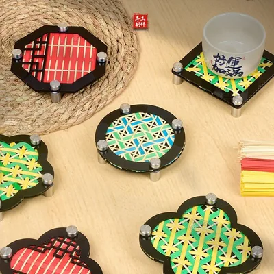 非遗竹编编织杯垫材料包儿童玩具diy竹制品创意亲子社区活动礼物