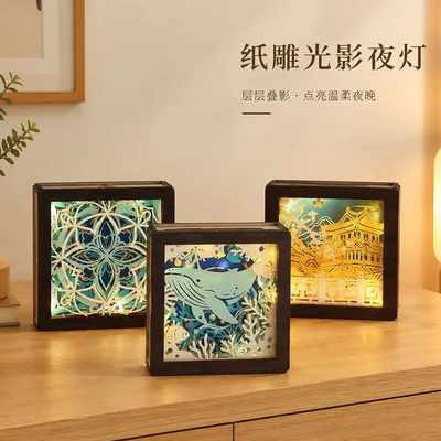 纸雕灯文创古风手工diy小夜灯氛围灯ins风男生日礼物女桌面摆件
